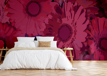 Gerbera Flora Mural - Fuschia