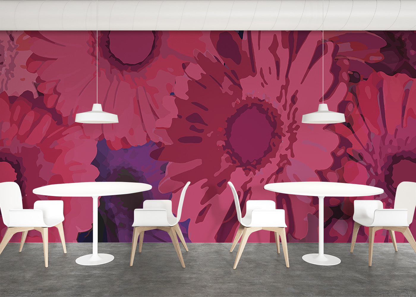 Gerbera Flora Mural - Fuschia