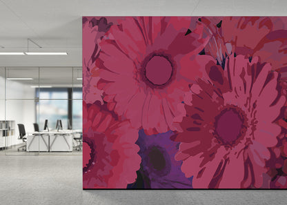 Gerbera Flora Mural - Fuschia