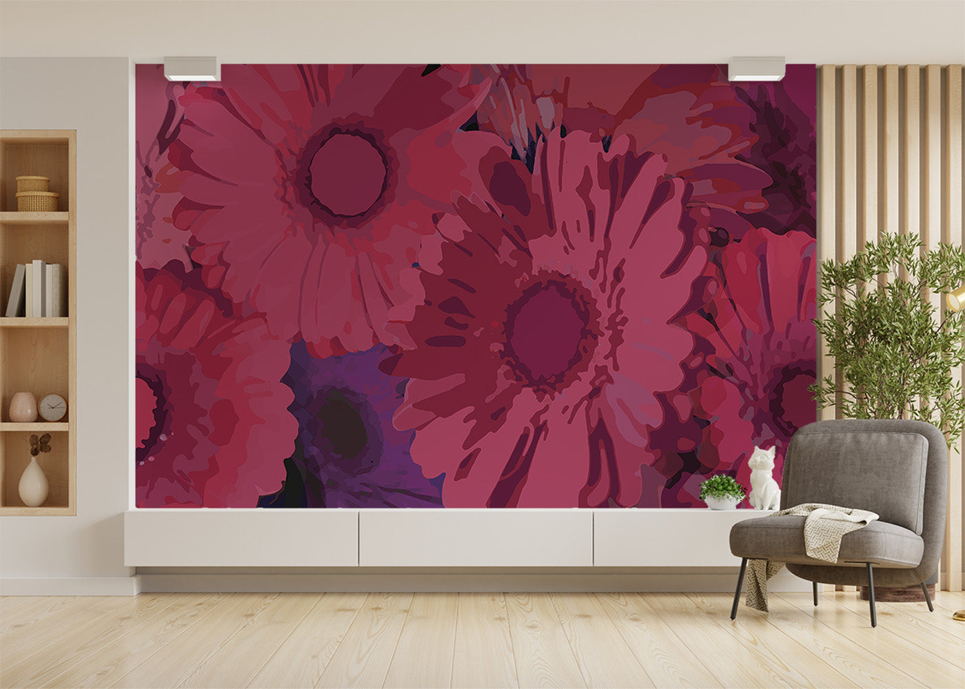 Gerbera Flora Mural - Fuschia