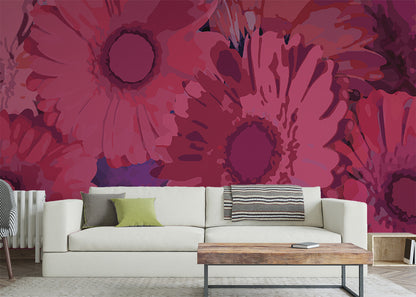 Gerbera Flora Mural - Fuschia